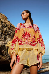 Soft Yellow Arabesc Blouse - FARM Rio ARABESC SOFT YELLOW