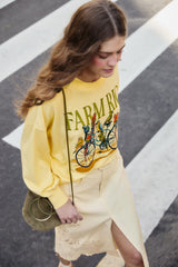 Yellow Birds Bicycle Embroidered Sweater - FARM Rio YELLOW