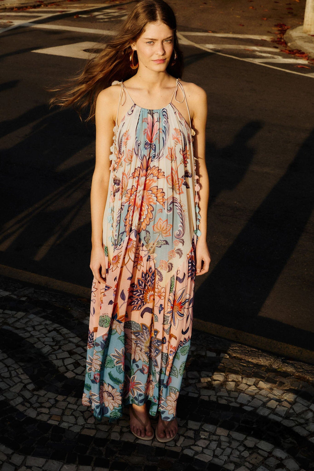 Multicolor Boho Floral Delhi Pleated Maxi Dress - FARM Rio BOHO FLORAL DELHI MIX