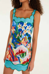 Multicolor Garden Of Life Scarf Scallop Mini Dress - FARM Rio GARDEN OF LIFE SCARF MULTICOLOR