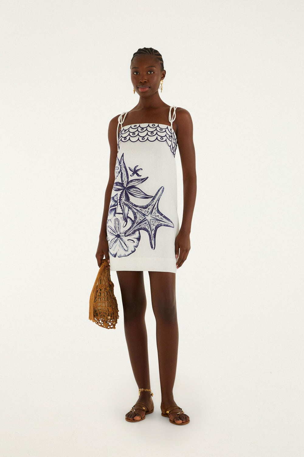 Off-White Coast Stars Euroflax Premium Linen Mini Dress - FARM Rio COAST STARS OFF-WHITE