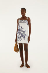 Off-White Coast Stars Euroflax Premium Linen Mini Dress - FARM Rio COAST STARS OFF-WHITE