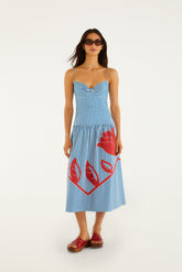 Blue Sky Stripes Sleeveless Midi Dress - FARM Rio SKY STRIPES BLUE