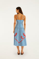 Blue Sky Stripes Sleeveless Midi Dress - FARM Rio SKY STRIPES BLUE