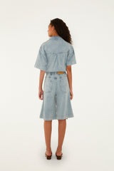 Denim Sea Desire Embroidered Bermuda Shorts - FARM Rio DENIM
