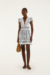 Off-White Flowers Arch Ruffled Mini Dress - FARM Rio FLOWERS ARCH OFF-WHITE