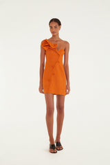 Orange Flower Euroflax Premium Linen Mini Dress - FARM Rio ORANGE