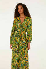 Forest Green Parrots Long Sleeve Dress - FARM Rio PARROTS FOREST GREEN