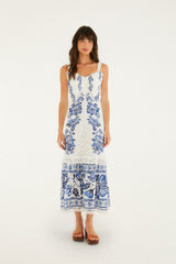Off-White Beautiful Nature Eyelet Midi Dress - FARM Rio BEAUTIFUL NATURE OFF-WHITE