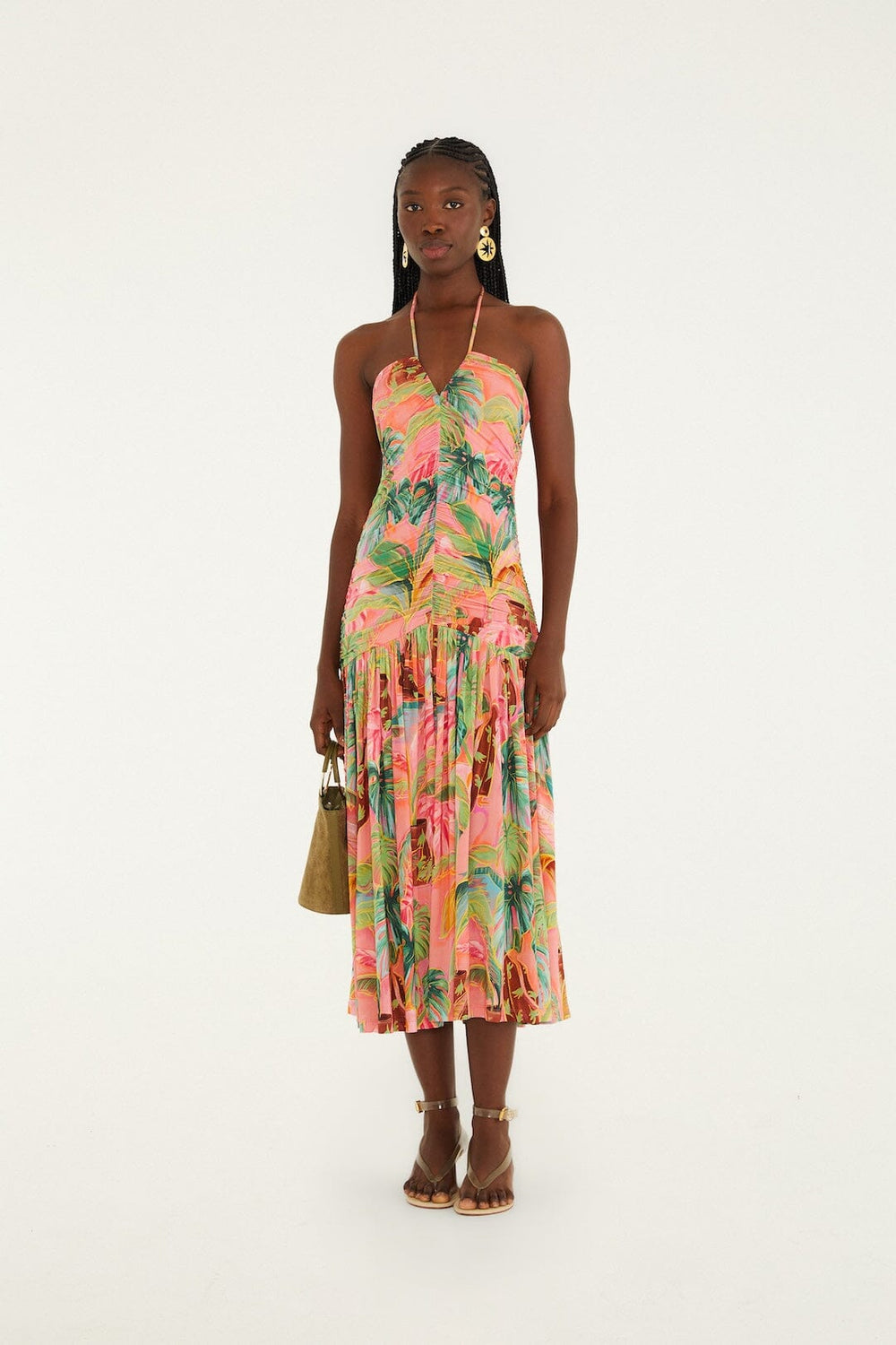 Soft Pink Pool Time Ruched Sleeveless Midi Dress - FARM Rio POOL TIME SOFT PINK