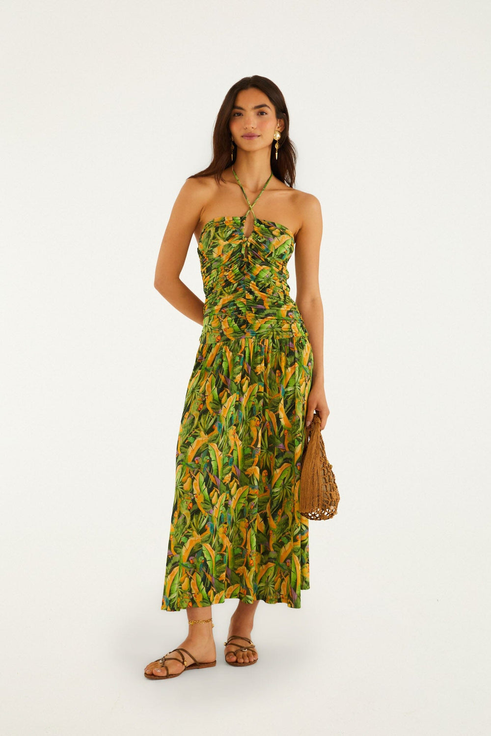 Forest Green Parrots Maxi Dress - FARM Rio PARROTS FOREST GREEN