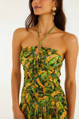 Forest Green Parrots Maxi Dress - FARM Rio PARROTS FOREST GREEN