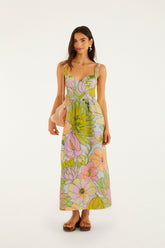 Light Blue Spring Affair Euroflax Premium Linen Maxi Dress - FARM Rio ORANGE