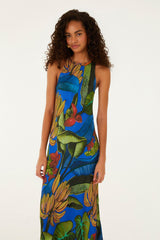 Blue Banana Grapes Sleeveless Lenzing Ecovero Maxi Dress - FARM Rio BANANA GRAPES BLUE