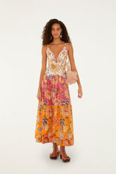 Multicolor Ligia Floral Mix Organic Cotton Maxi Dress - FARM Rio LIGIA FLORAL MIXED