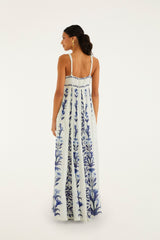 Off-White Flowers Arch Pleats Maxi Dress - FARM Rio FLOWERS ARCH OFF-WHITE