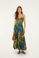 Blue Banana Grapes 3d Bodice Sleeveless Maxi Dress - FARM Rio BANANA GRAPES BLUE