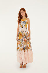 Light Pink Ligia Floral Lace Lenzing Ecovero Euroflax Maxi Dress - FARM Rio LIGIA FLORAL LIGHT PINK