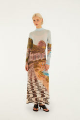 Multicolor Copacabana Beach Long Sleeve Maxi Dress - FARM Rio COPACABANA BEACH MULTICOLOR