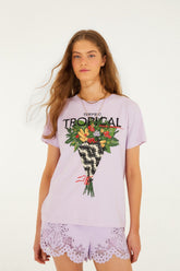 Lilac Tropical Bouquet Organic Cotton T-Shirt - FARM Rio LILAC
