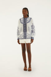 Off-White Coast Scarf Long Sleeve Blouse - FARM Rio COAST SCARF OFF-WHITE