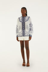 Off-White Coast Scarf Long Sleeve Blouse - FARM Rio COAST SCARF OFF-WHITE