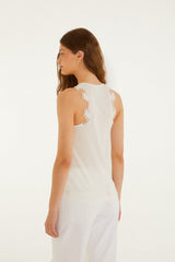 Off-White Lace Sleeveless Organic Cotton Blouse - FARM Rio OFF-WHITE