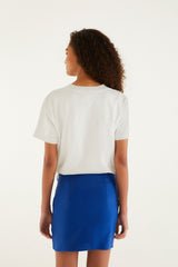 Blue Seahorse Embroidery Euroflax Premium Linen Mini Skirt - FARM Rio BLUE