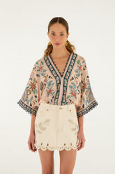 Off-White Canva Scallop Richelieu Skirt - FARM Rio OFF-WHITE