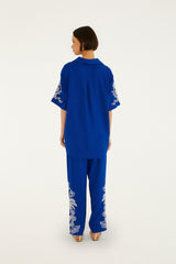 Blue Romantic Embroidered Lenzing Ecovero Euroflax Pants - FARM Rio BLUE