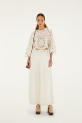 Off-White High Waisted Euroflax Premium Linen Pants - FARM Rio OFF-WHITE