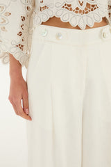 Off-White High Waisted Euroflax Premium Linen Pants - FARM Rio OFF-WHITE