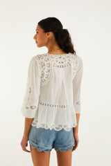 Light Denim Romantic Wavy Hem Shorts - FARM Rio DENIM