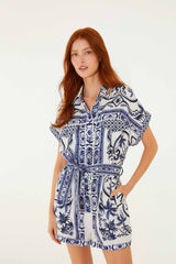 Off-White Wonderful City Belted Euroflax Premium Linen Romper - FARM Rio WONDERFUL CITY OFF-WHITE