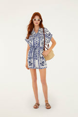 Off-White Wonderful City Belted Euroflax Premium Linen Romper - FARM Rio WONDERFUL CITY OFF-WHITE