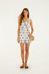 Embroidered Cherry Denim Romper - FARM Rio DENIM