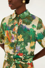 Multicolor Oriental Garden Lenzing Ecovero Euroflax Romper - FARM Rio ORIENTAL GARDEN MULTICOLOR