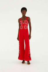 Pink Lovely Pineapples Embroidered Lenzing Ecovero Euroflax Jumpsuit - FARM Rio LOVELY PINEAPPLE PINK