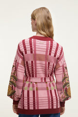 Luisa Embroidered Cardigan - FARM Rio TARTAN PINK
