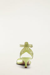 Green Lace Jelly Kitten Heeled Sandal - FARM Rio PEAR GREEN