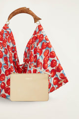 Red Cherry Satin Medium Scarf Bag - FARM Rio CHERRY BLOSSOM