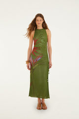 Dark Green Strelitzia Maxi Dress - FARM Rio STRILITZIA DARK GREEN