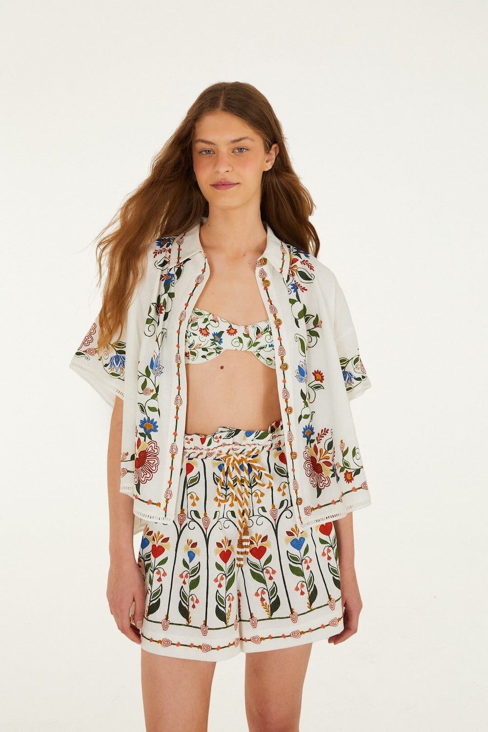 Off-White Stitched Garden Blouse - FARM Rio STITCHED GARDEN OFF-WHITE