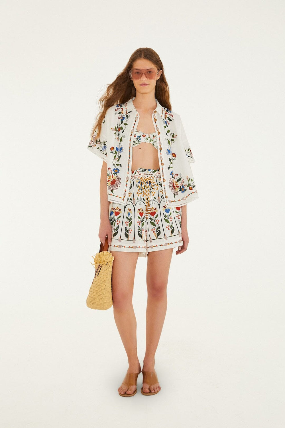 Off-White Stitched Garden Shorts - FARM Rio STITCHED GARDEN OFF-WHITE