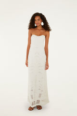 Off-White Palm Tree Knit Midi Dress - FARM Rio OFF-WHITE