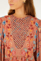 Mocha Boho Enhance Lace Long Sleeve Mini Dress - FARM Rio BOHO ENCHANCE MOCHA