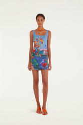 Multicolor Dream Landscape Euroflax Premium Linen Mini Dress - FARM Rio DREAM LANDSCAPE MULTICOLOR