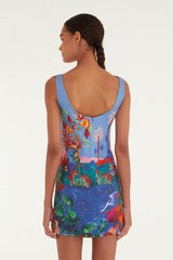 Multicolor Dream Landscape Euroflax Premium Linen Mini Dress - FARM Rio DREAM LANDSCAPE MULTICOLOR