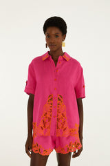 Pink Fruit Richelieu Artisanal Euroflax Premium Linen Shirt - FARM Rio PINK