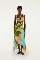Multicolor Tropical Painting Cut-Out Buckles Maxi Dress - FARM Rio TROPICAL PAINTING MULTICOLOR